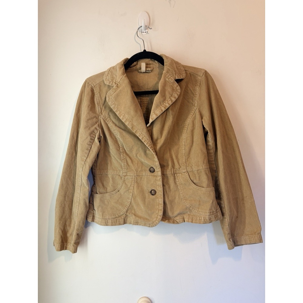 Vintage St‎ Johns Bay Khaki Corduroy Denim Jacket Small Petite Y2K Stretch